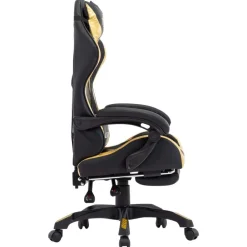 vidaXL Silla gaming con reposapiés cuero sintético negro y dorado Dorado y negro Best