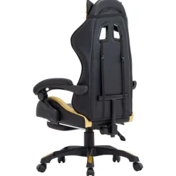 vidaXL Silla gaming con reposapiés cuero sintético negro y dorado Dorado y negro Best