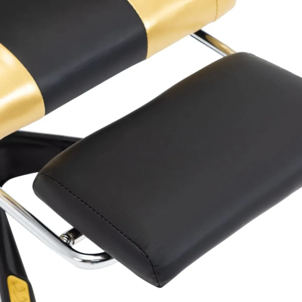 vidaXL Silla gaming con reposapiés cuero sintético negro y dorado Dorado y negro Best