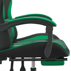 vidaXL Sillas-Silla gaming con reposapiés cuero sintético negro verde