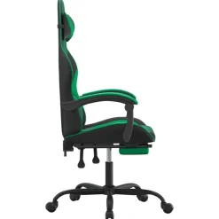 vidaXL Sillas-Silla gaming con reposapiés cuero sintético negro verde