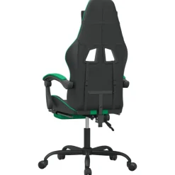 vidaXL Sillas-Silla gaming con reposapiés cuero sintético negro verde