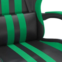 vidaXL Sillas-Silla gaming con reposapiés cuero sintético negro verde