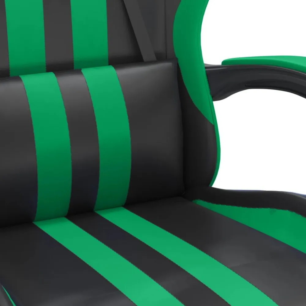 vidaXL Sillas-Silla gaming con reposapiés cuero sintético negro verde