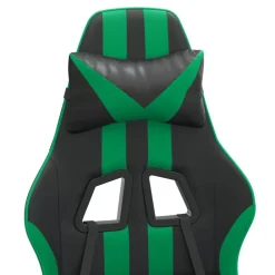 vidaXL Sillas-Silla gaming con reposapiés cuero sintético negro verde