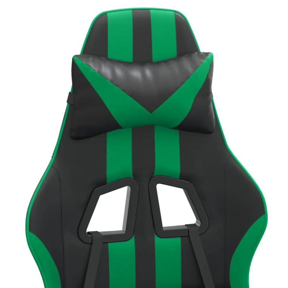 vidaXL Sillas-Silla gaming con reposapiés cuero sintético negro verde
