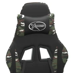 vidaXL Silla gaming con reposapiés cuero sintético negro camuflaje Negro y camuflaje Clearance
