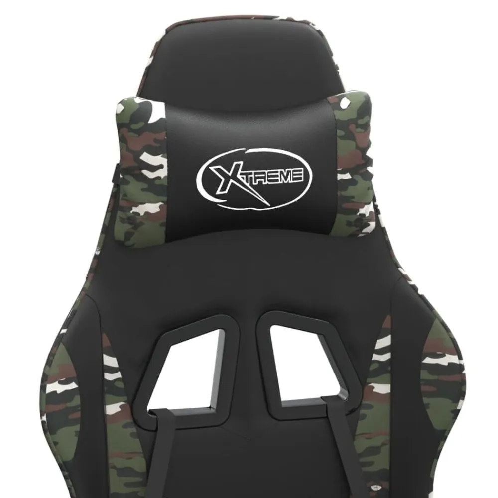 vidaXL Silla gaming con reposapiés cuero sintético negro camuflaje Negro y camuflaje Clearance