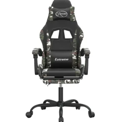 vidaXL Silla gaming con reposapiés cuero sintético negro camuflaje Negro y camuflaje Clearance