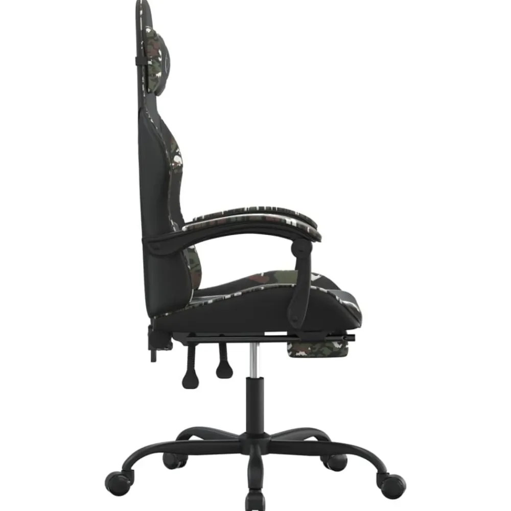 vidaXL Silla gaming con reposapiés cuero sintético negro camuflaje Negro y camuflaje Clearance