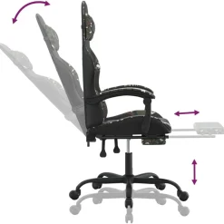 vidaXL Silla gaming con reposapiés cuero sintético negro camuflaje Negro y camuflaje Clearance