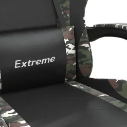 vidaXL Silla gaming con reposapiés cuero sintético negro camuflaje Negro y camuflaje Clearance