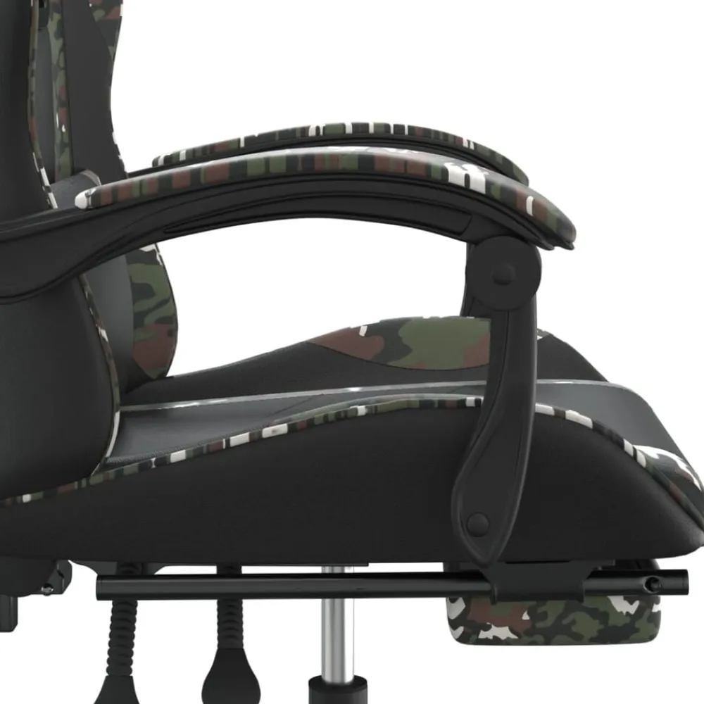 vidaXL Silla gaming con reposapiés cuero sintético negro camuflaje Negro y camuflaje Clearance