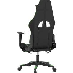 vidaXL Silla gaming con reposapiés cuero sintético negro verde Negro y verde Clearance