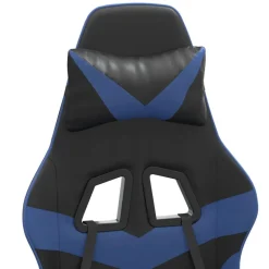 vidaXL Silla gaming con reposapiés cuero sintético negro azul Negro y azul Online