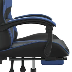vidaXL Silla gaming con reposapiés cuero sintético negro azul Negro y azul Online
