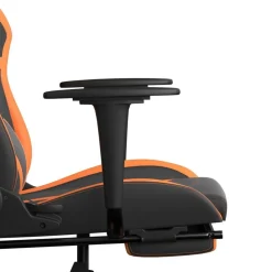 vidaXL Silla gaming con reposapiés cuero sintético negro naranja Negro y naranja Sale