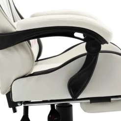 vidaXL Silla gaming con reposapiés cuero sintético Negro y blanco New