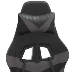 vidaXL Sillas-Silla gaming con reposapiés cuero sintético negro gris