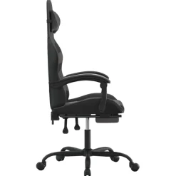 vidaXL Sillas-Silla gaming con reposapiés cuero sintético negro gris