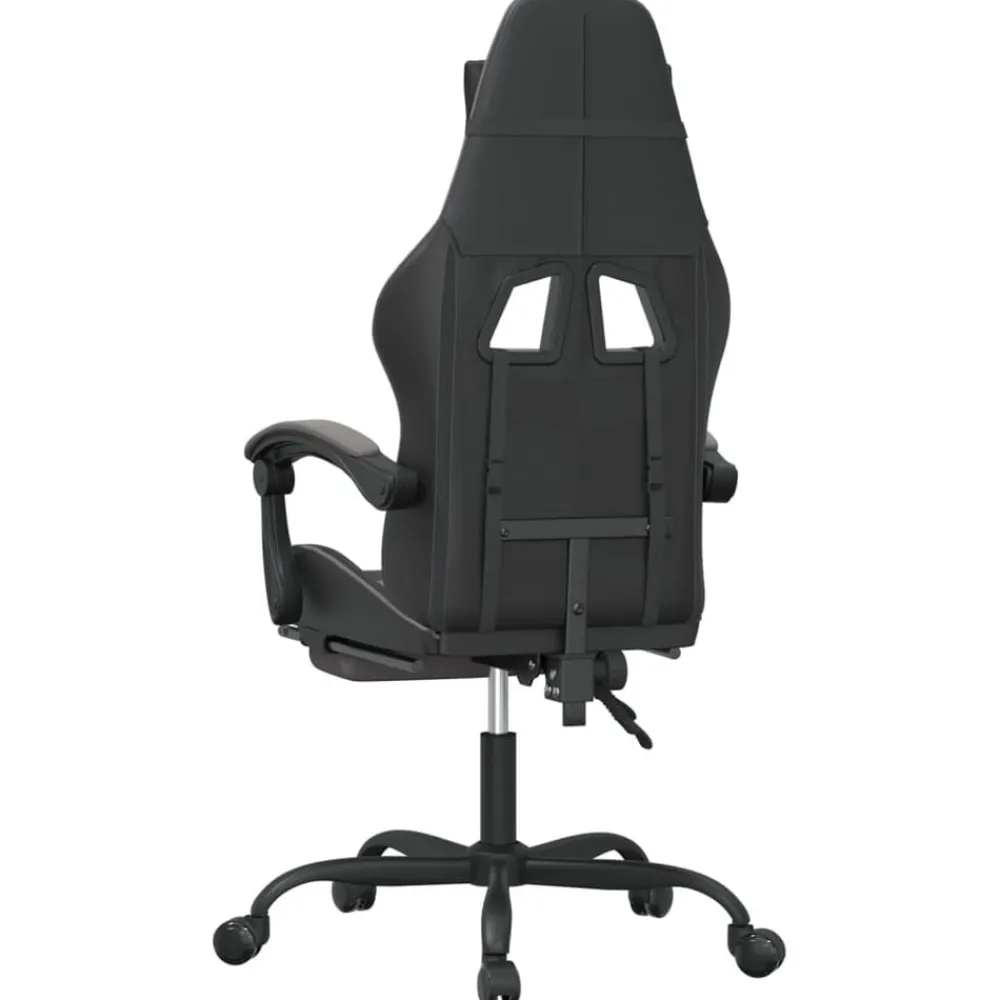 vidaXL Sillas-Silla gaming con reposapiés cuero sintético negro gris