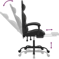 vidaXL Sillas-Silla gaming con reposapiés cuero sintético negro gris