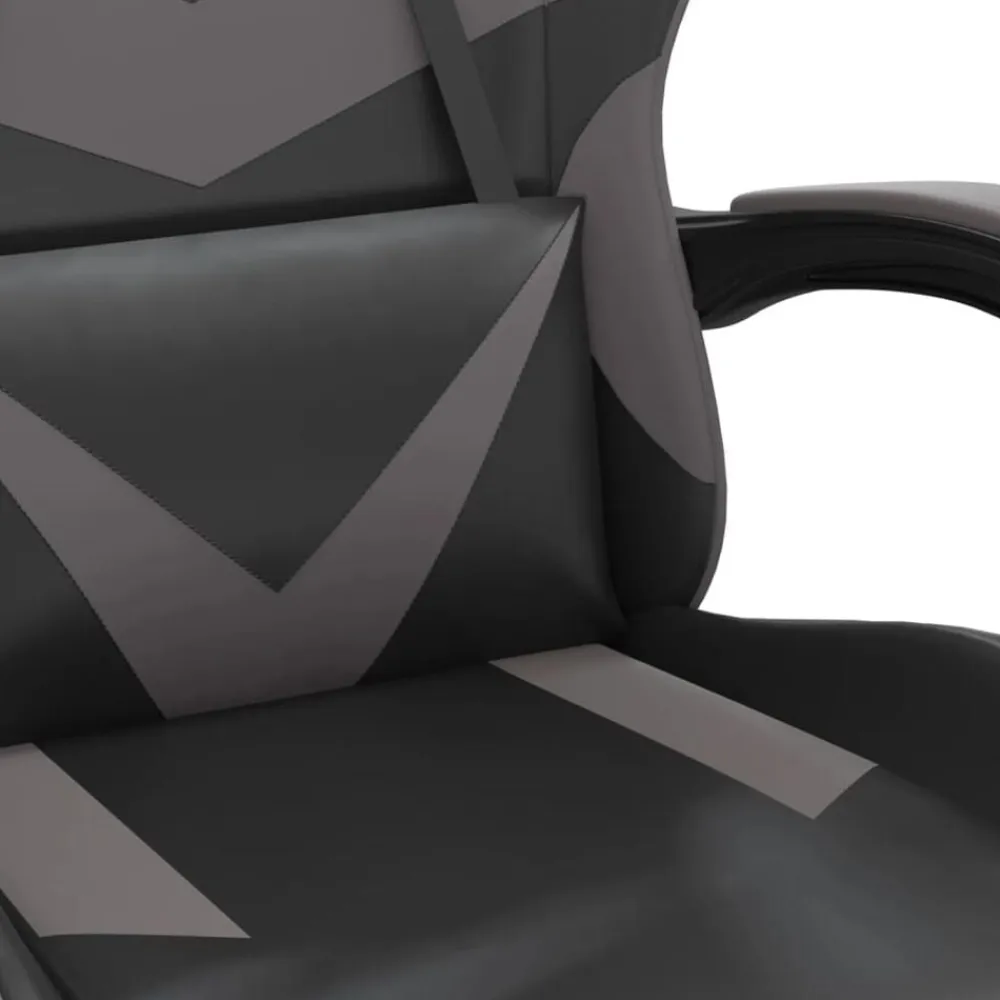 vidaXL Sillas-Silla gaming con reposapiés cuero sintético negro gris
