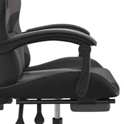 vidaXL Sillas-Silla gaming con reposapiés cuero sintético negro gris