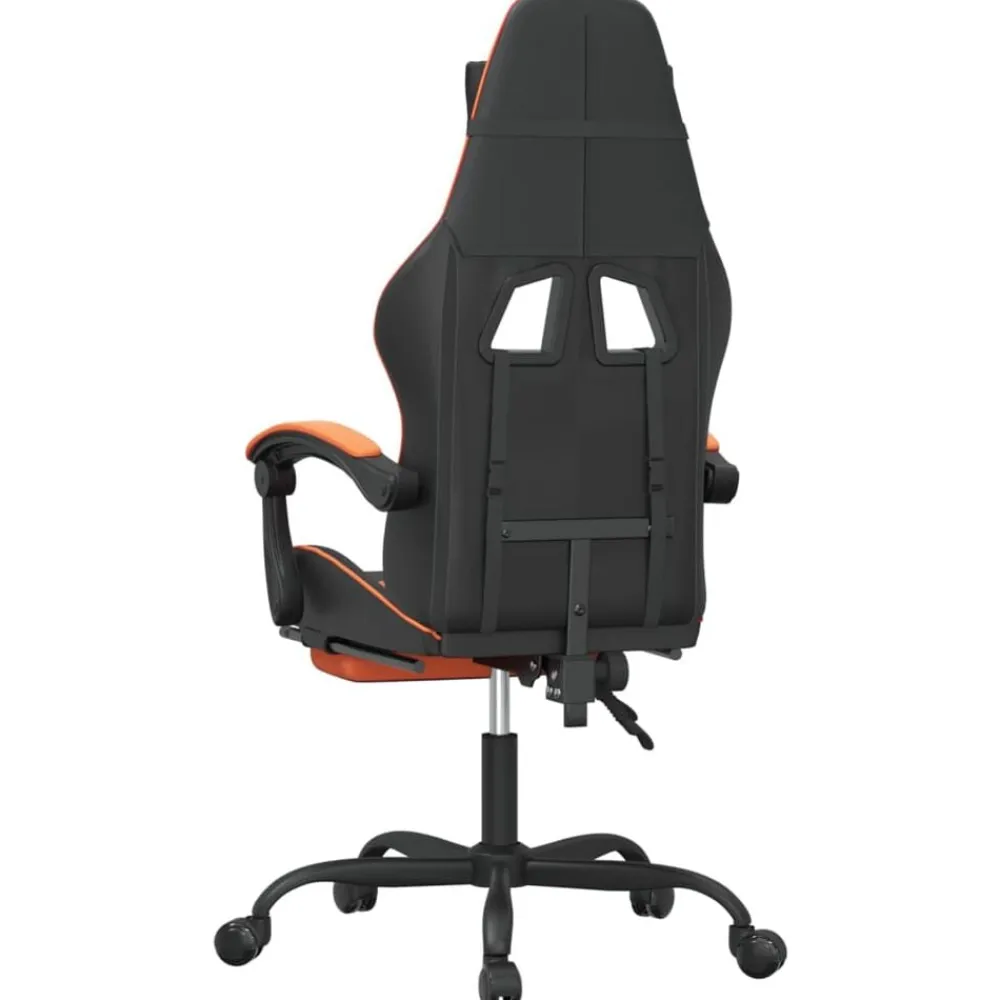 vidaXL Sillas-Silla gaming con reposapiés cuero sintético negro naranja