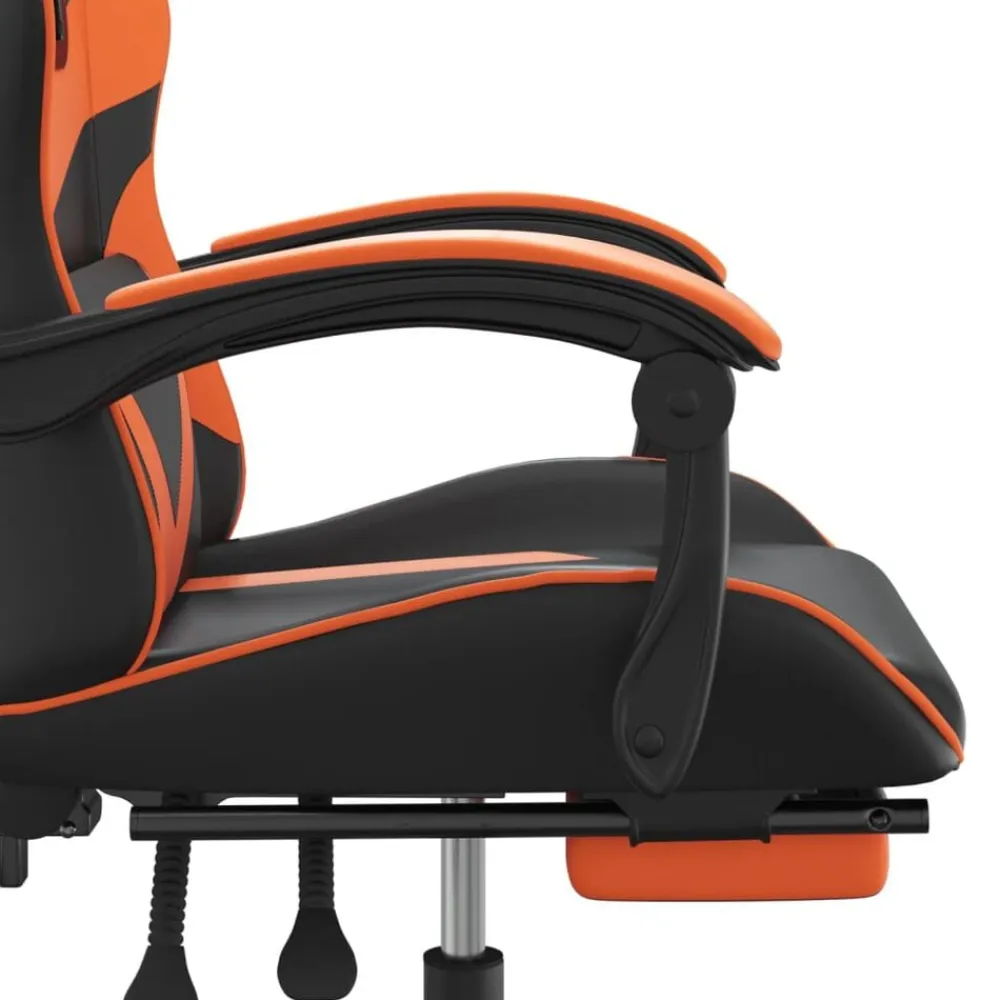 vidaXL Sillas-Silla gaming con reposapiés cuero sintético negro naranja