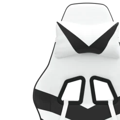 vidaXL Silla gaming con reposapiés cuero sintético blanco negro Blanco y negro Outlet
