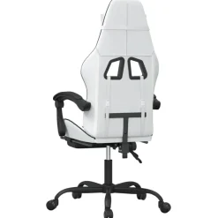 vidaXL Silla gaming con reposapiés cuero sintético blanco negro Blanco y negro Outlet