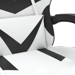 vidaXL Silla gaming con reposapiés cuero sintético blanco negro Blanco y negro Outlet