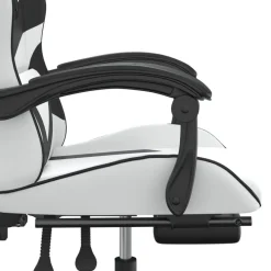 vidaXL Silla gaming con reposapiés cuero sintético blanco negro Blanco y negro Outlet