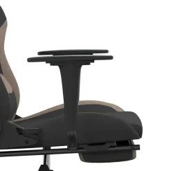 vidaXL Sillas-Silla gaming con reposapiés tela negro y gris taupe