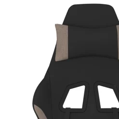 vidaXL Sillas-Silla gaming con reposapiés tela negro y gris taupe