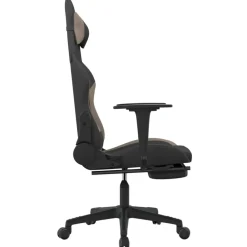 vidaXL Sillas-Silla gaming con reposapiés tela negro y gris taupe