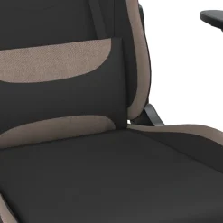vidaXL Sillas-Silla gaming con reposapiés tela negro y gris taupe