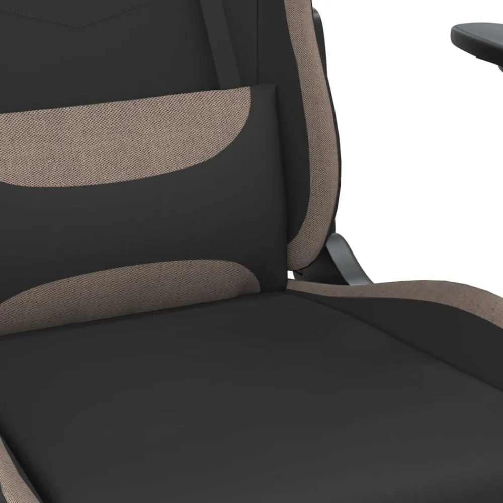 vidaXL Sillas-Silla gaming con reposapiés tela negro y gris taupe