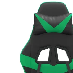 vidaXL Silla gaming con reposapiés cuero sintético negro verde Negro y verde Online