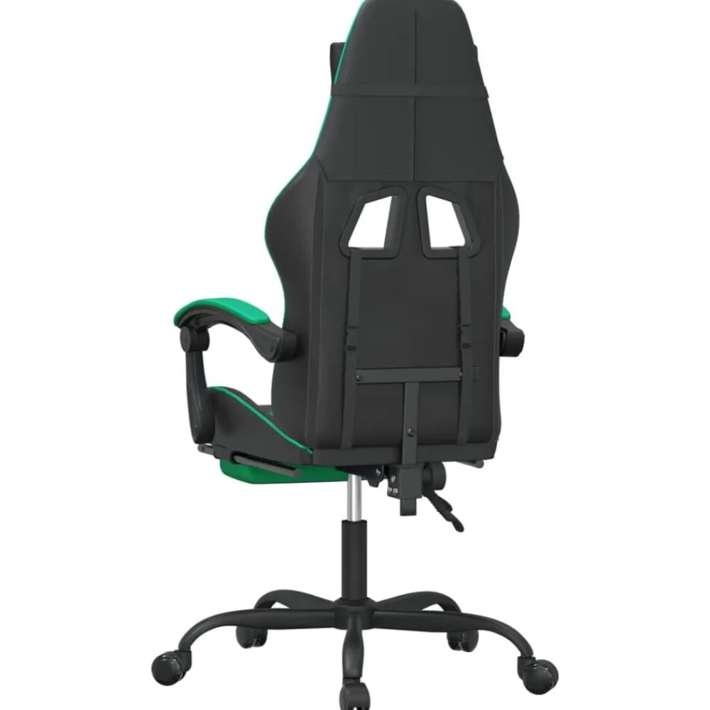 vidaXL Silla gaming con reposapiés cuero sintético negro verde Negro y verde Online