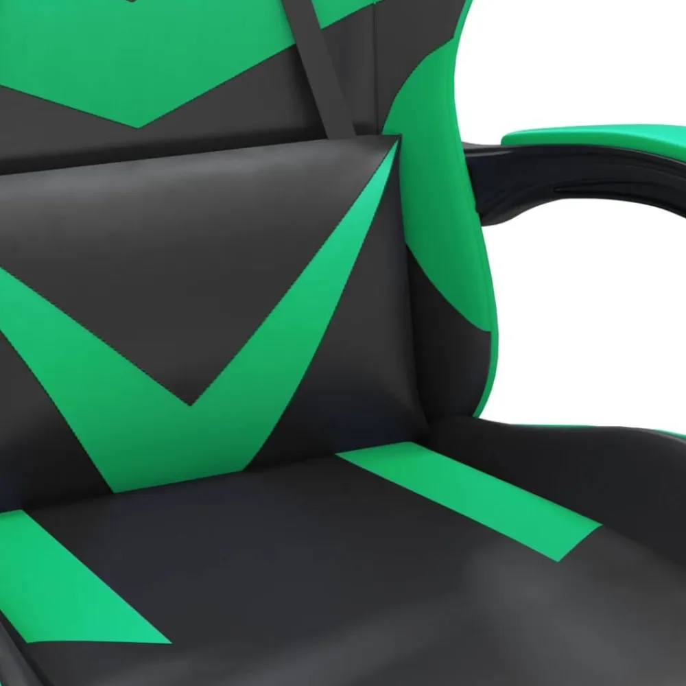 vidaXL Silla gaming con reposapiés cuero sintético negro verde Negro y verde Online