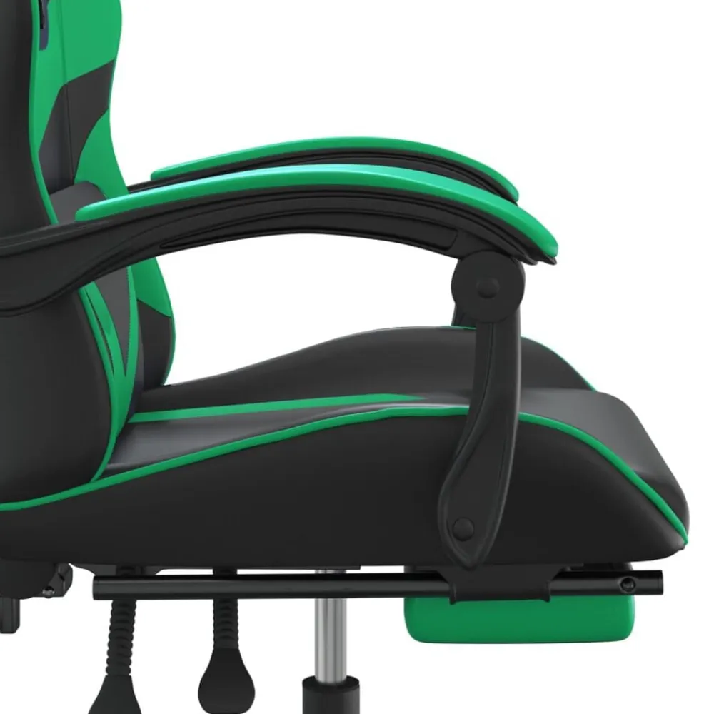 vidaXL Silla gaming con reposapiés cuero sintético negro verde Negro y verde Online