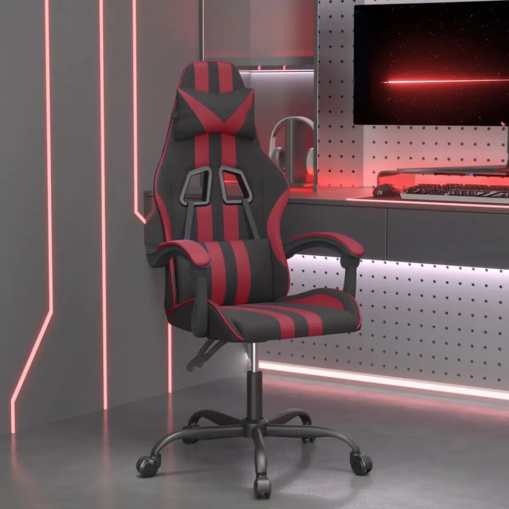 vidaXL Silla gaming cuero sintético negro y rojo vino tinto Negro y rojo tinto Discount