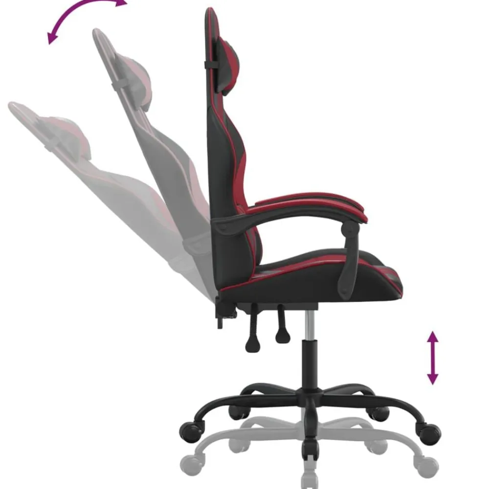 vidaXL Silla gaming cuero sintético negro y rojo vino tinto Negro y rojo tinto Discount