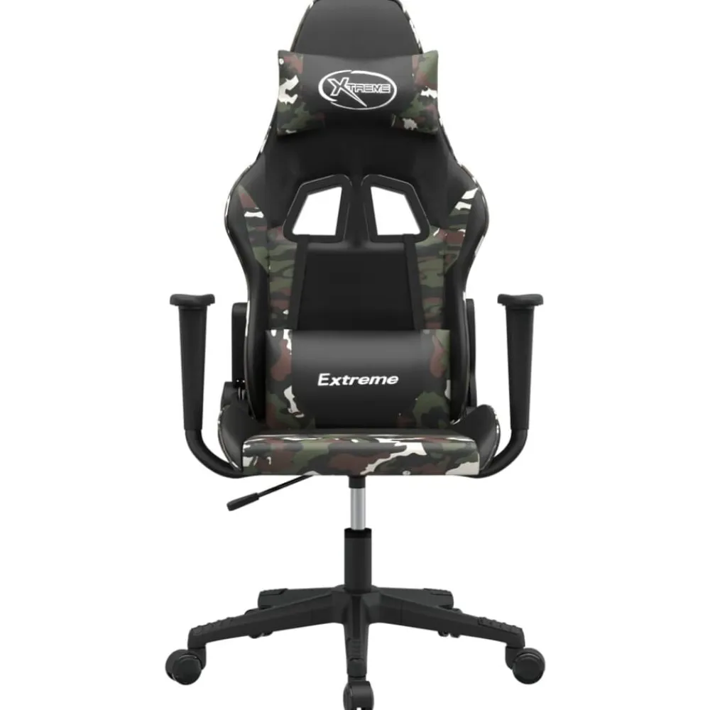 vidaXL Silla gaming cuero sintético Negro y camuflaje Clearance