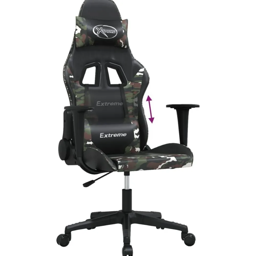 vidaXL Silla gaming cuero sintético Negro y camuflaje Clearance