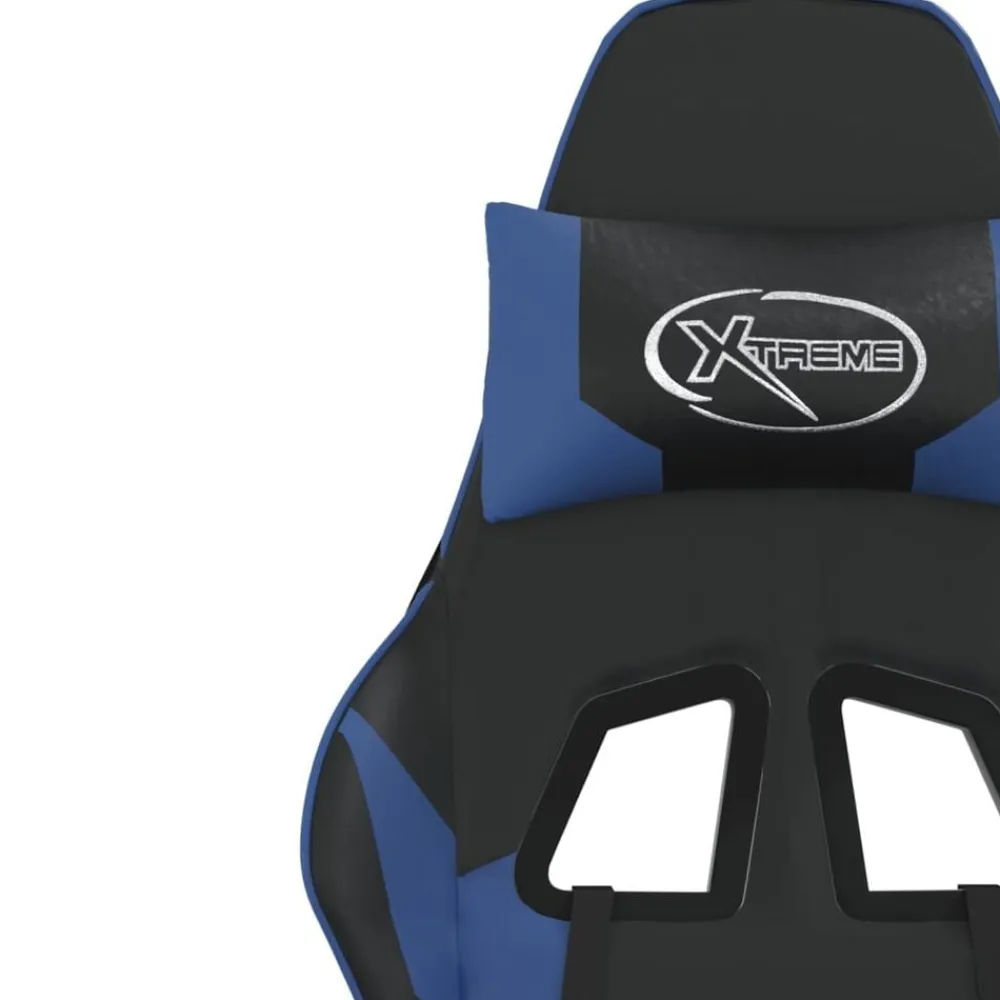 vidaXL Silla gaming cuero sintético Negro y azul New