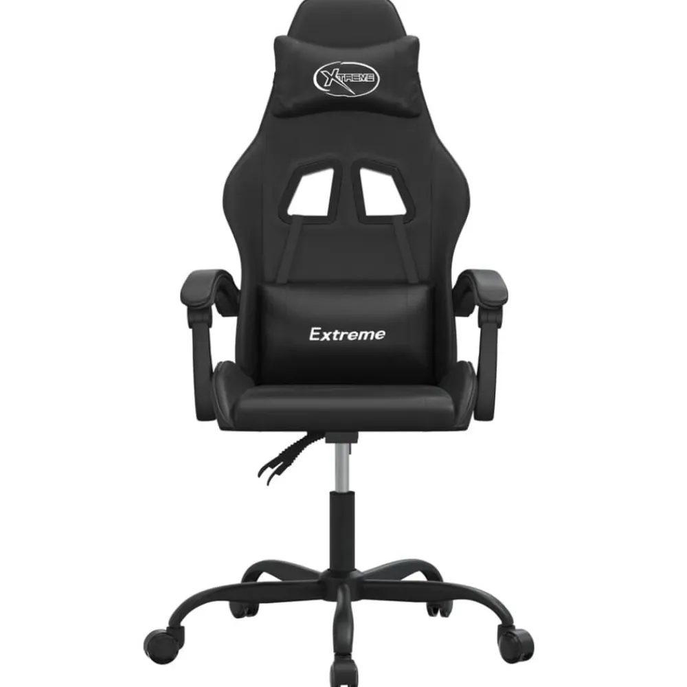 vidaXL Silla gaming cuero sintético Negro New
