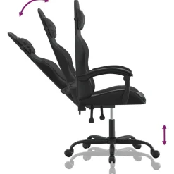vidaXL Silla gaming cuero sintético Negro New